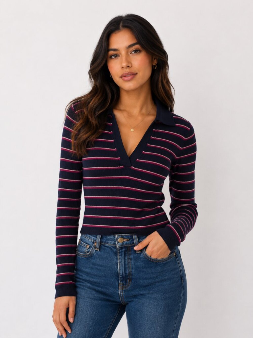Madewell Navy/Red/White Striped Long Sleeve Wool/Silk Sweater S NWT